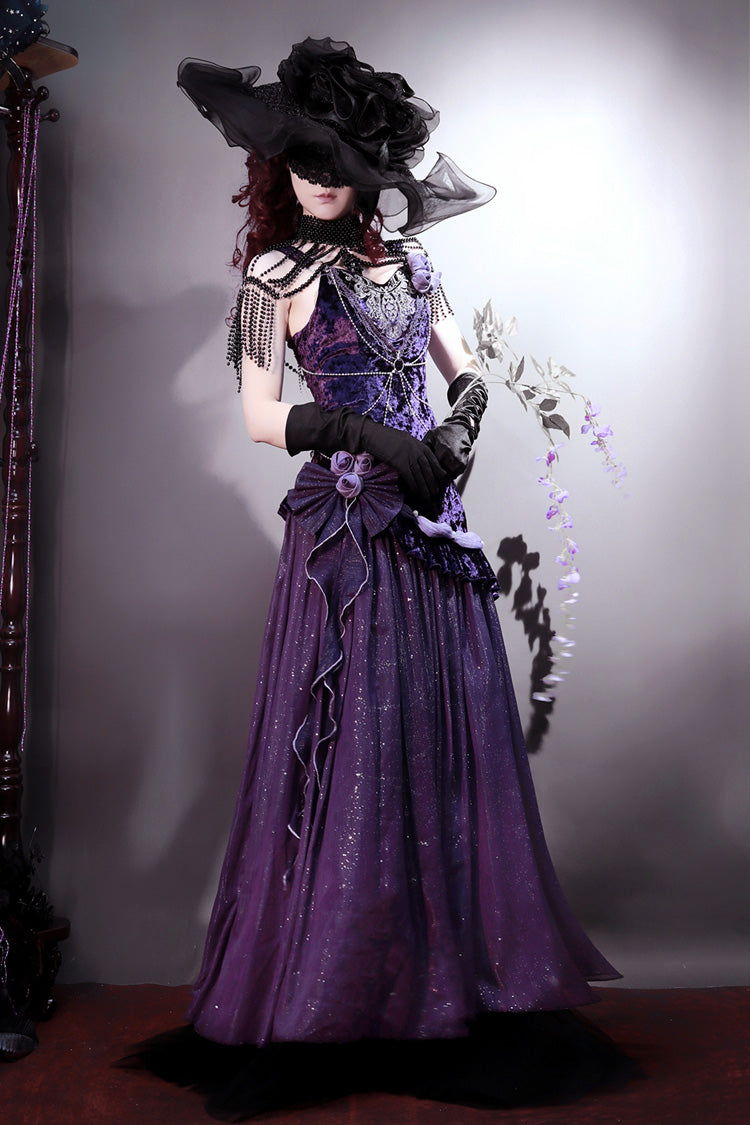 Purple [Madame Butterfly] Ruffle Bowknot Lace Sweet Elegant Gorgeous Lolita Jsk Dress