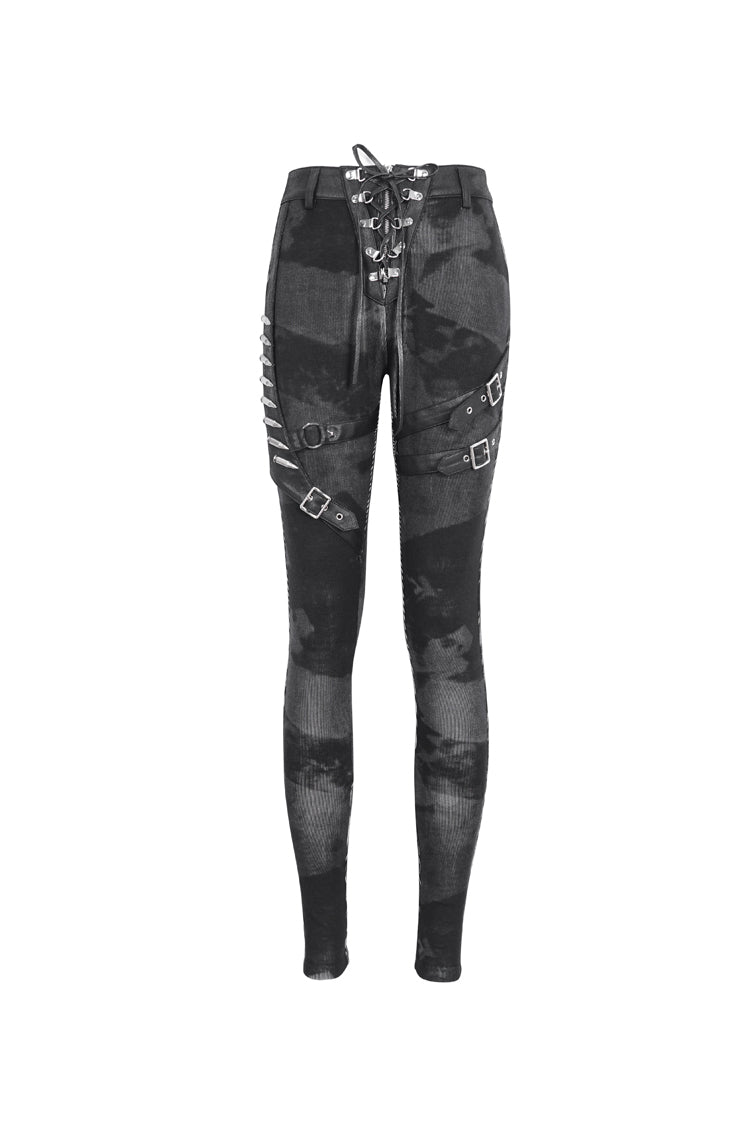 Black High Waisted Print Women's Punk Pants