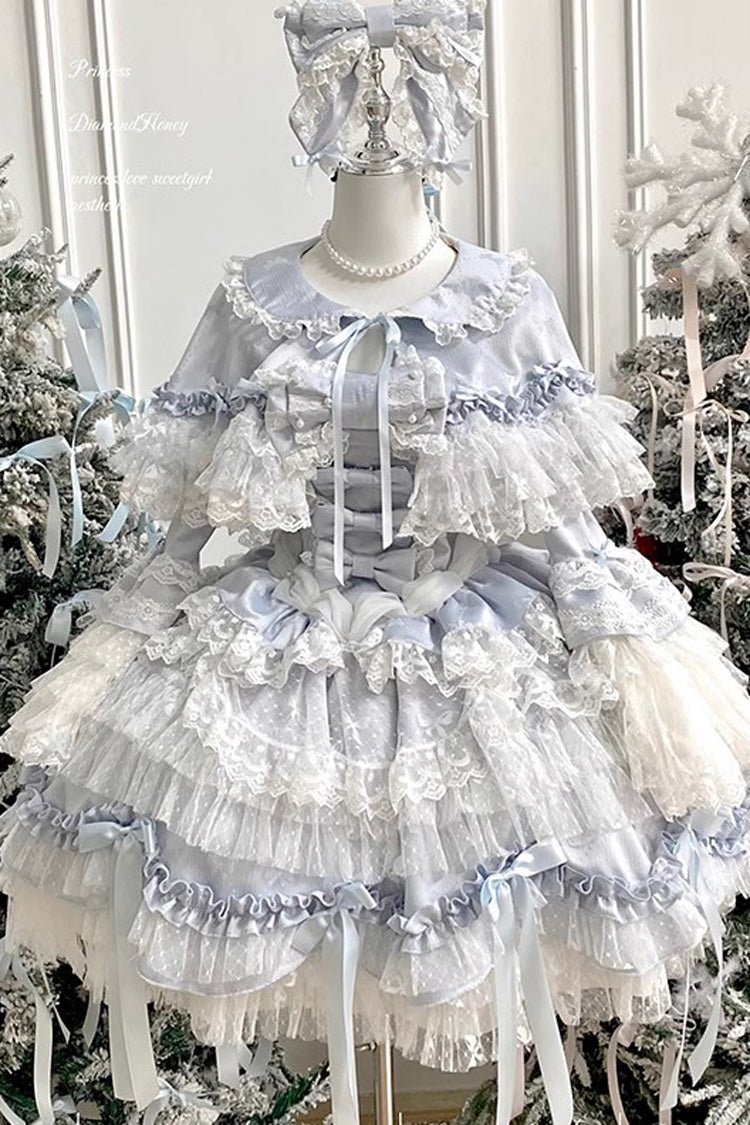 [Girl Doll] Multi-Layered Ruffle Bowknot Lace Sweet Princess Lolita Jsk Dress