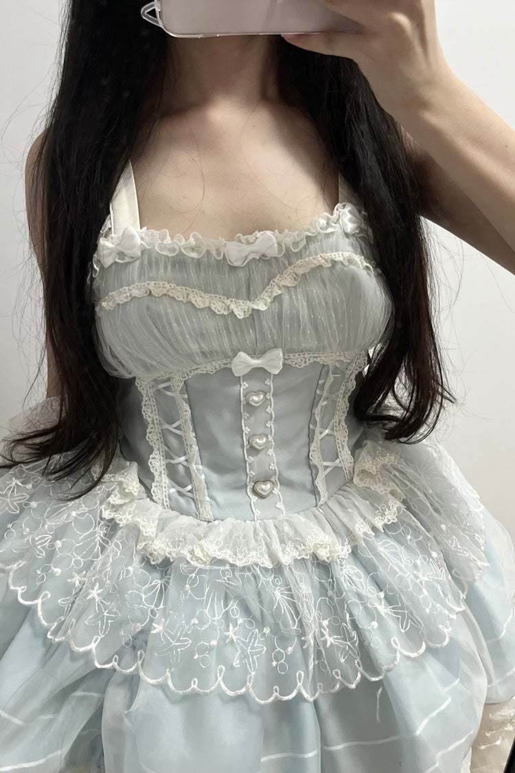 Blue [Lemon Sea Salt] Ruffle Lace Sweet Princess Lolita Jsk Dress