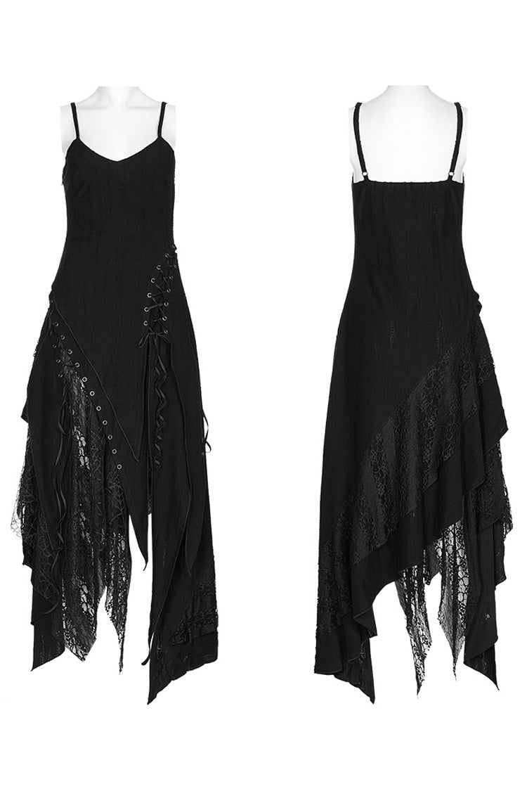 Black Stitching Irregular Mesh Women's Punk Dress