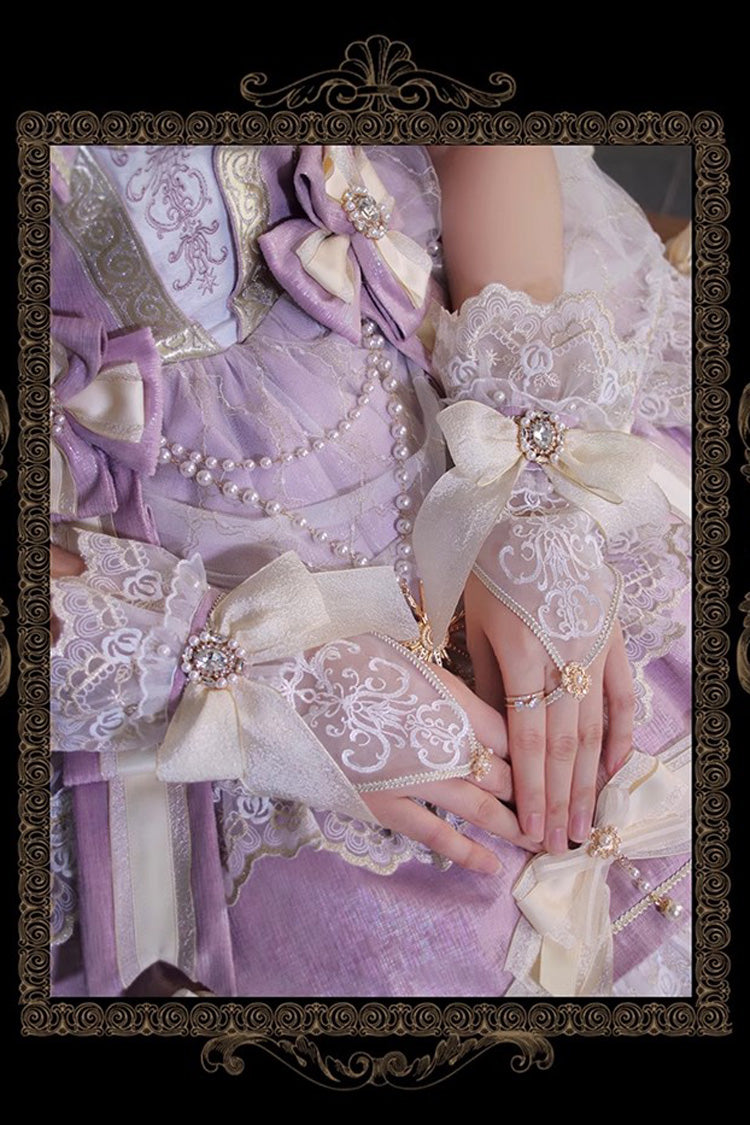 Purple [Girls' Day] Short Sleeves Multi-Layered Ruffle Bowknot Lace Sweet Lolita Dress 2 Versions