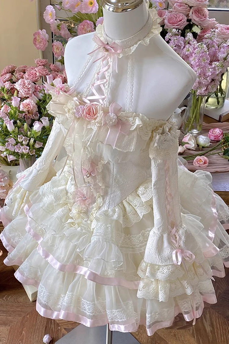 Multi-Color Ballet of Flora Halterneck Multi-layer Ruffle Lace Sweet Lolita Dress