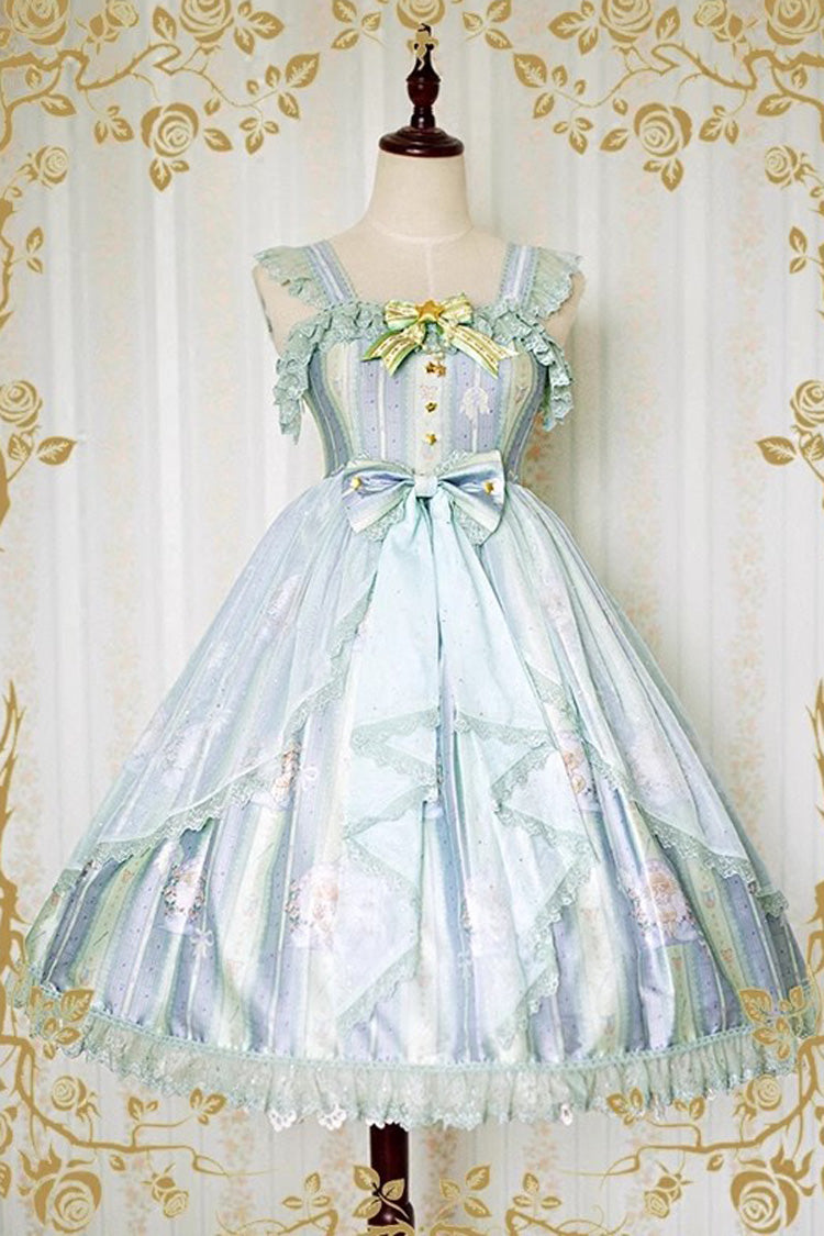 [Angel's Hymn] Print Ruffle Bowknot Sweet Lolita Jsk Dress 2 Colors