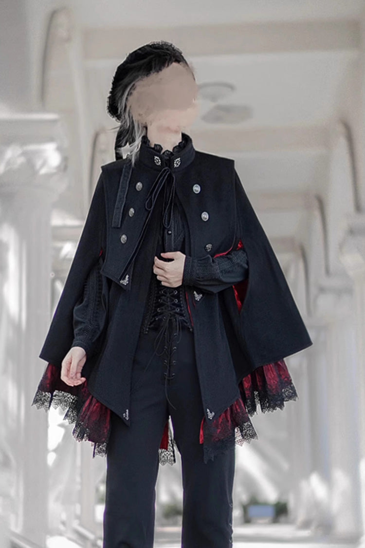 Double-breasted Gothic Prince Handsome Ouji Lolita Cloak Coat 3 Colors