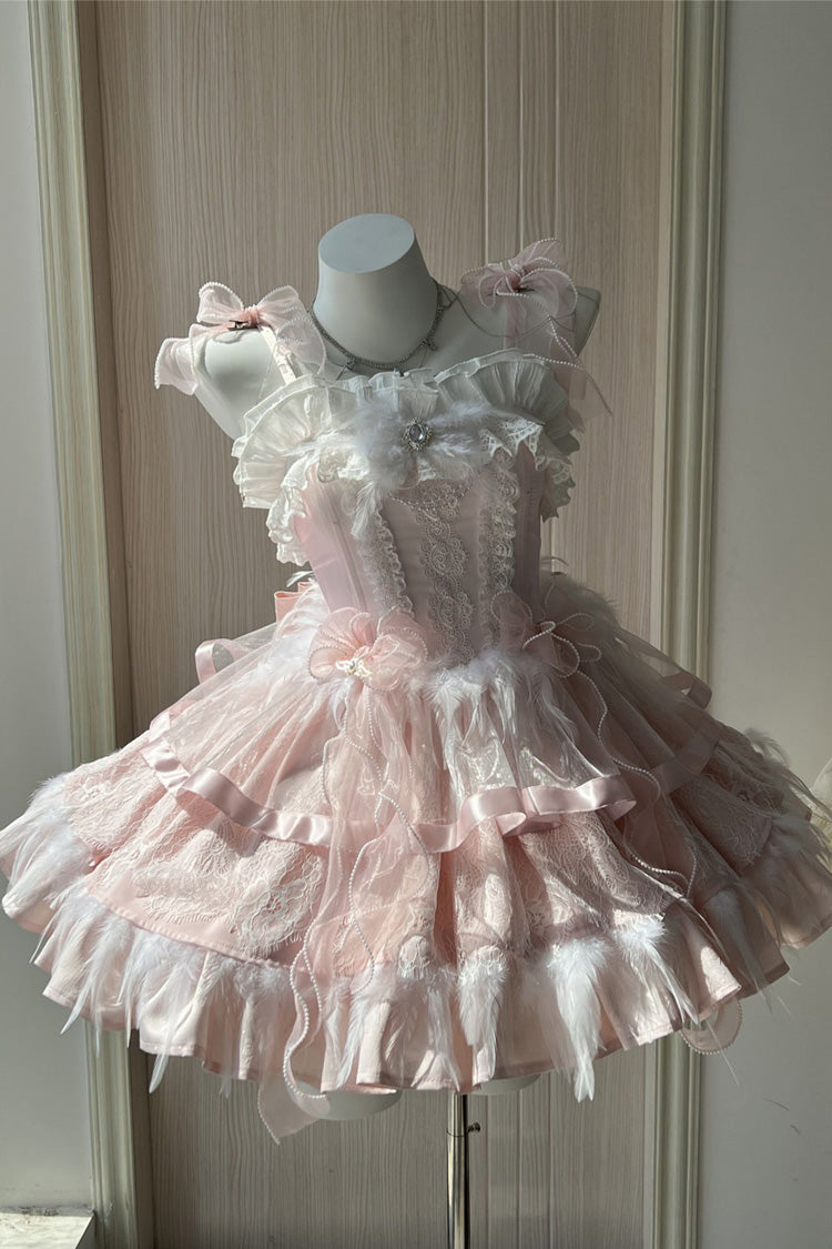 Wings Arrival Multi-layer Ruffle Bowknot Ballet Style Sweet Elegant Lolita Jsk Dress 3 Colors