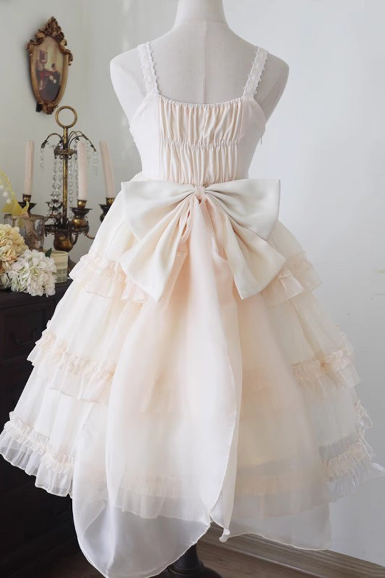 Star Gauze Romance Multi-layer Ruffle Bowknot Sweet Elegant Princess Lolita Jsk Dress 2 Colors