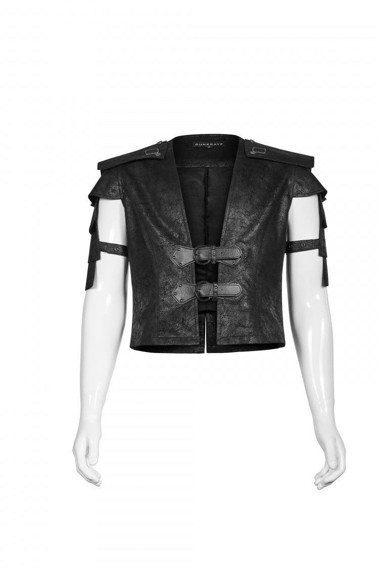 Black Multi-layer Stitching Men's Punk Vest