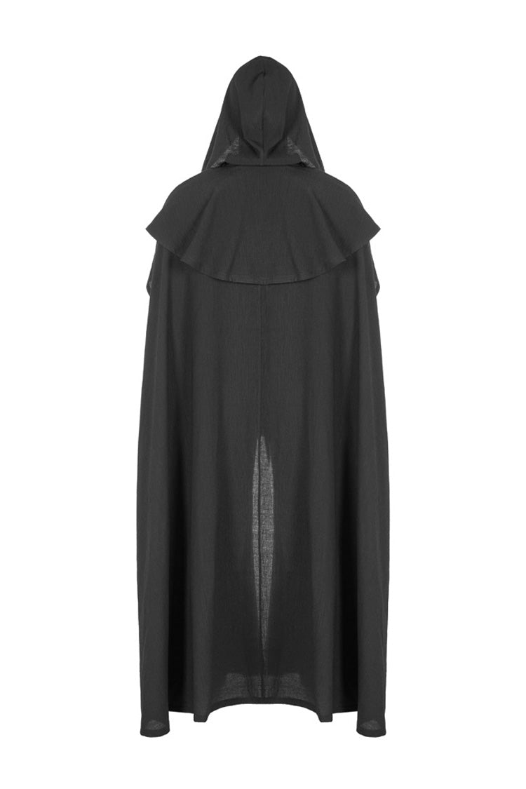 Black Punk Multilayer Lace Decoration Frenulum Simple Hooded Long Men's Cloak