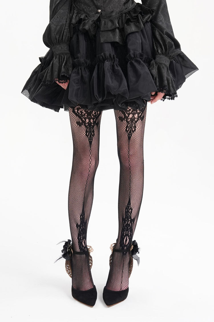 Black Bubble Ruffle Mesh Women's Gothic Skirt