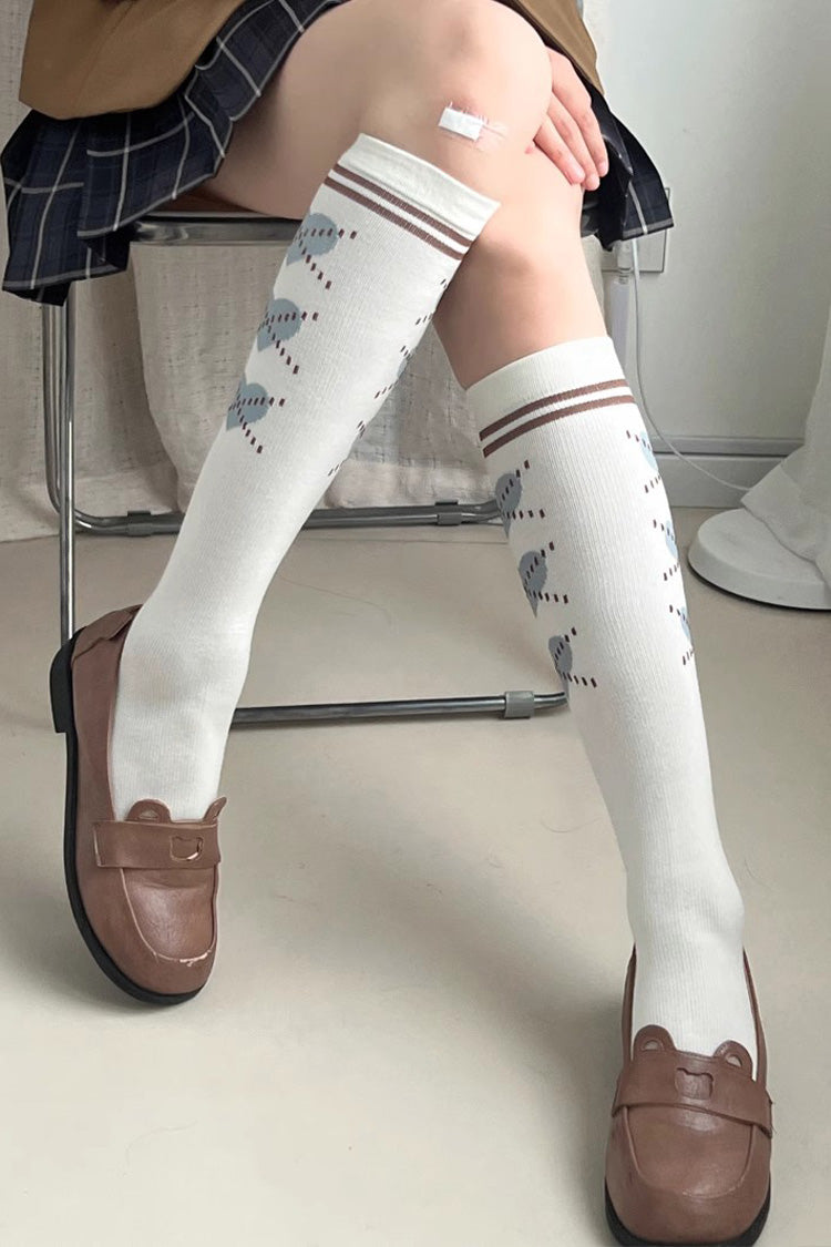 Kniehohe Lolita-Socken mit Perlen-Print, 4 Farben