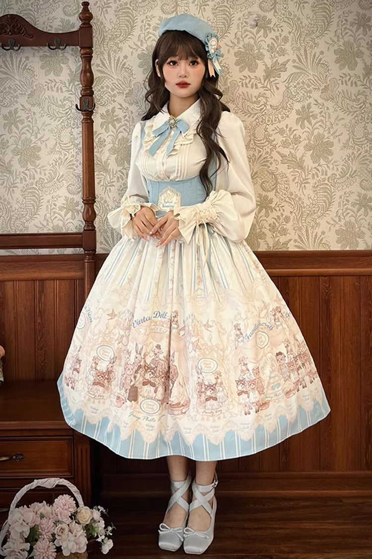 Puppenhaus Druck Rüschen Stickerei Lange Version Süßes Lolita Jsk Kleid 2 Farben