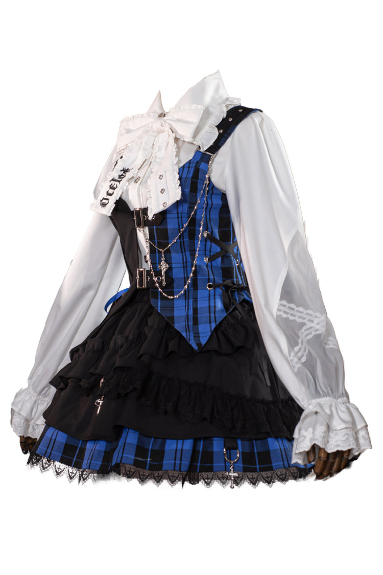 Subculture Plaid Print Ruffle Princess Lolita Skirt Set 2 Colors