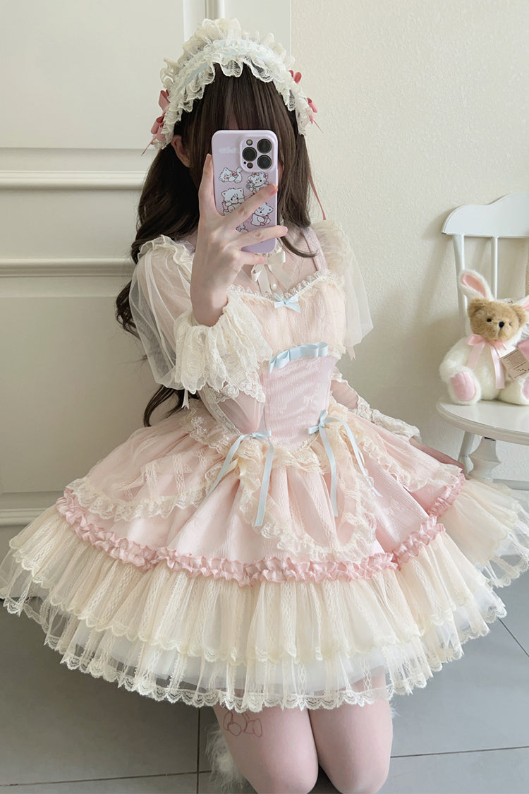 [Blumensaison] Süßes Lolita-Ballettkleid mit Schleife und Spitze in 4 Farben