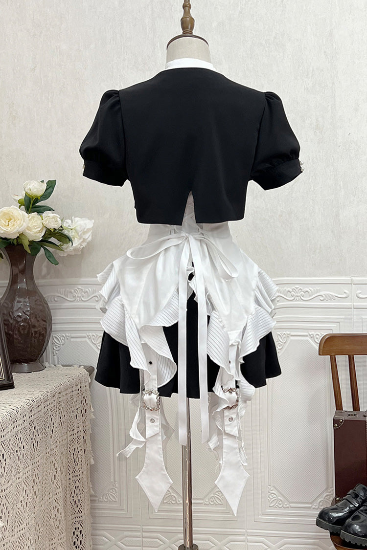 Black [Broken Gemstones] Ruffle Gothic Lolita Skirt