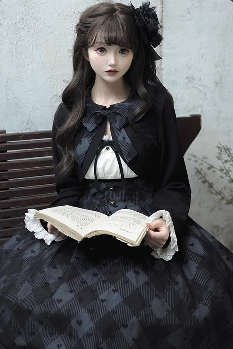 Black [Swan] Short Sleeves Sweet Elegant Princess Lolita Dress Long Version