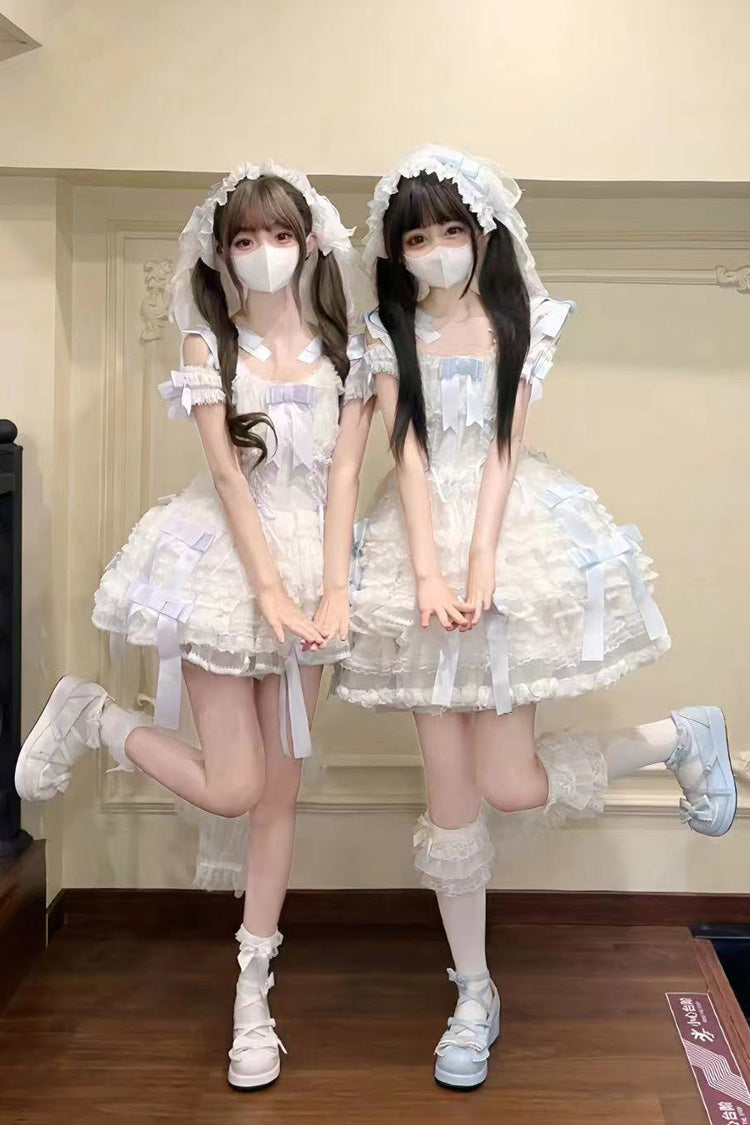 Love Song Multi-Layered Ruffle Hanayome Bowknot Lace Sweet Princess Lolita Jsk Dress 3 Colors