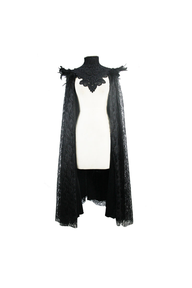 Black Palace Style Lace Long Women's Gothic Cloak