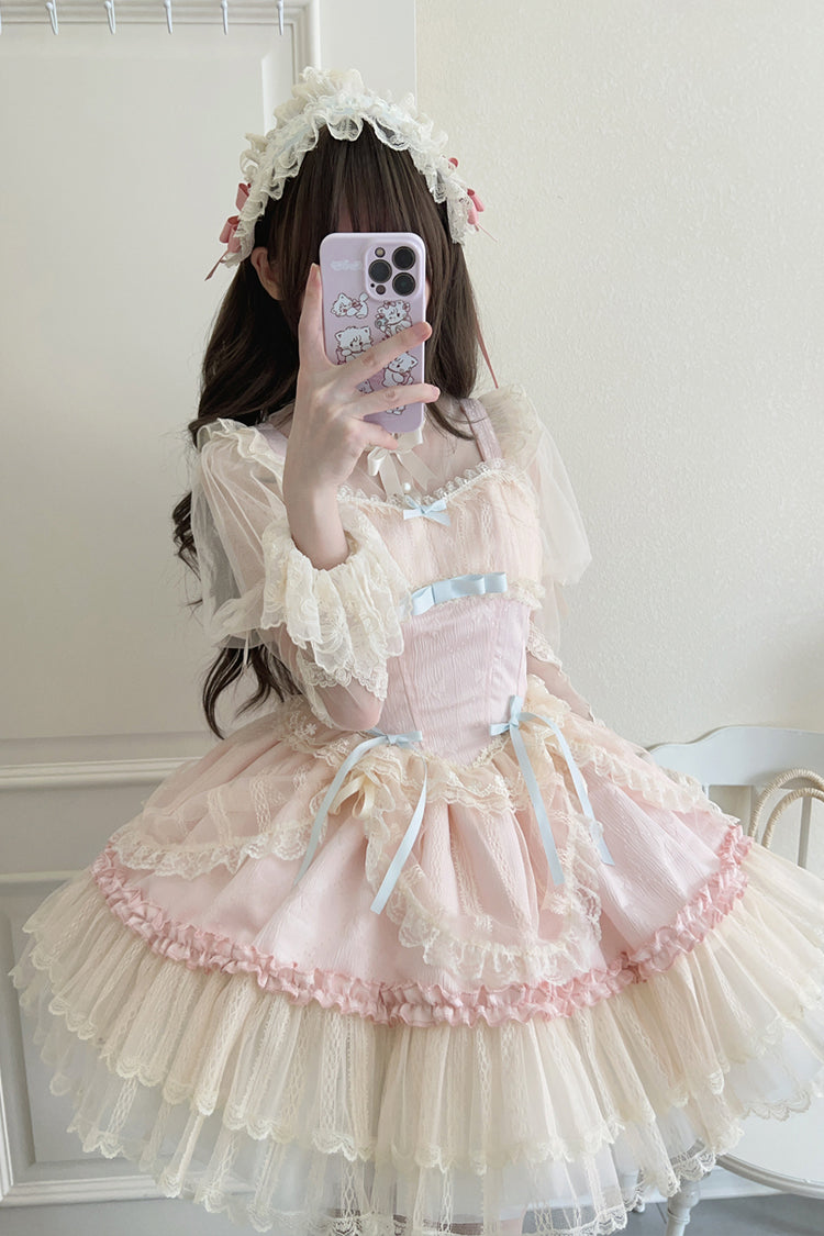 [Blumensaison] Süßes Lolita-Ballettkleid mit Schleife und Spitze in 4 Farben