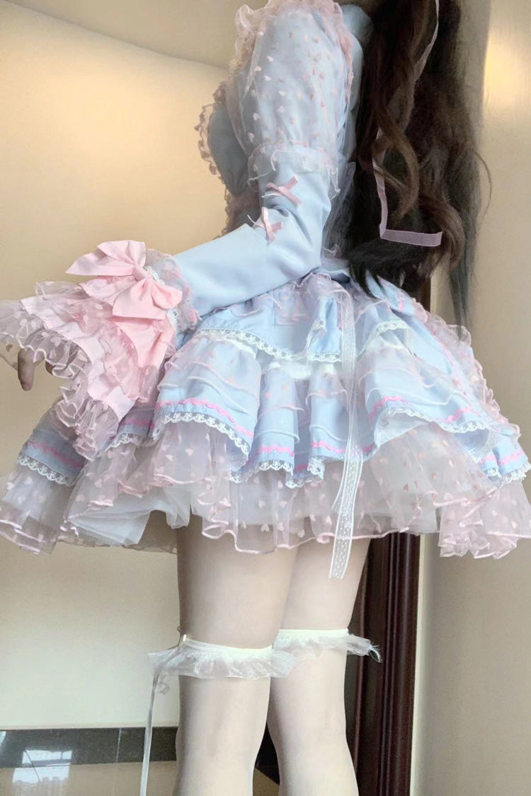 Blue/Pink Pray Multi-Layered Ruffle Lace Sweet Princess Lolita Jsk Dress