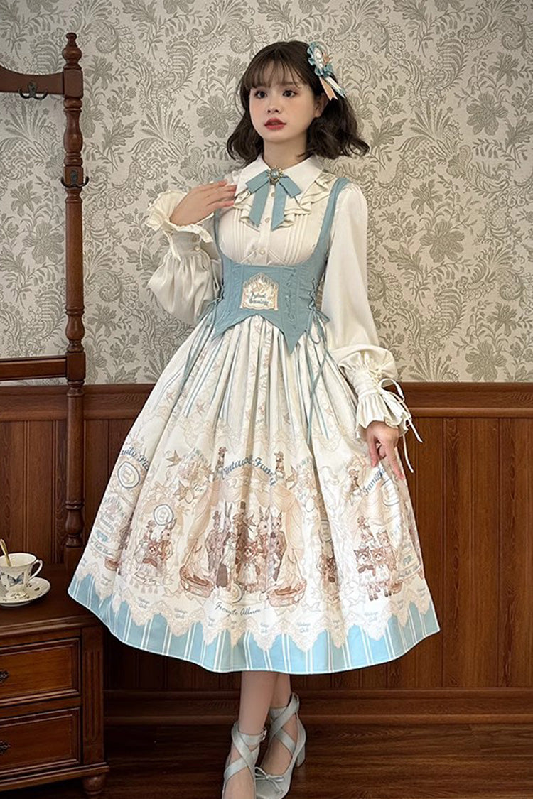 Puppenhaus Druck Rüschen Stickerei Lange Version Süßes Lolita Jsk Kleid 2 Farben