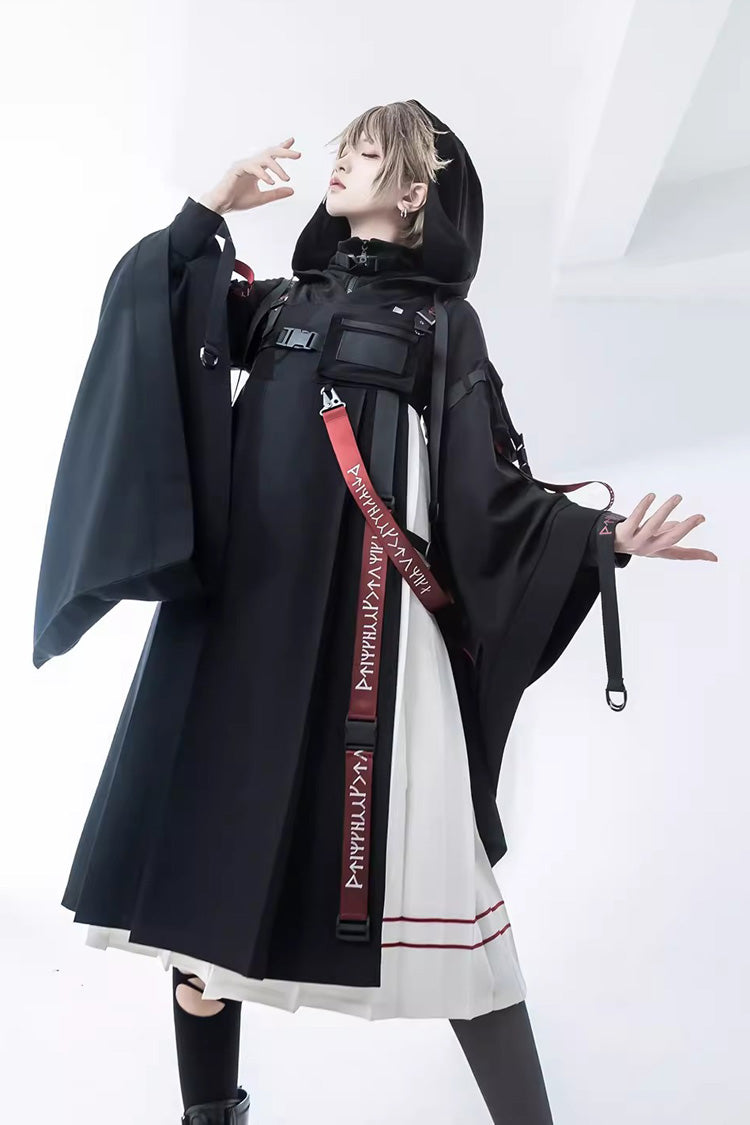 Schwarzes, unmarkiertes Rüschen-Gothic-Ouji-Lolita-JSK-Kleid