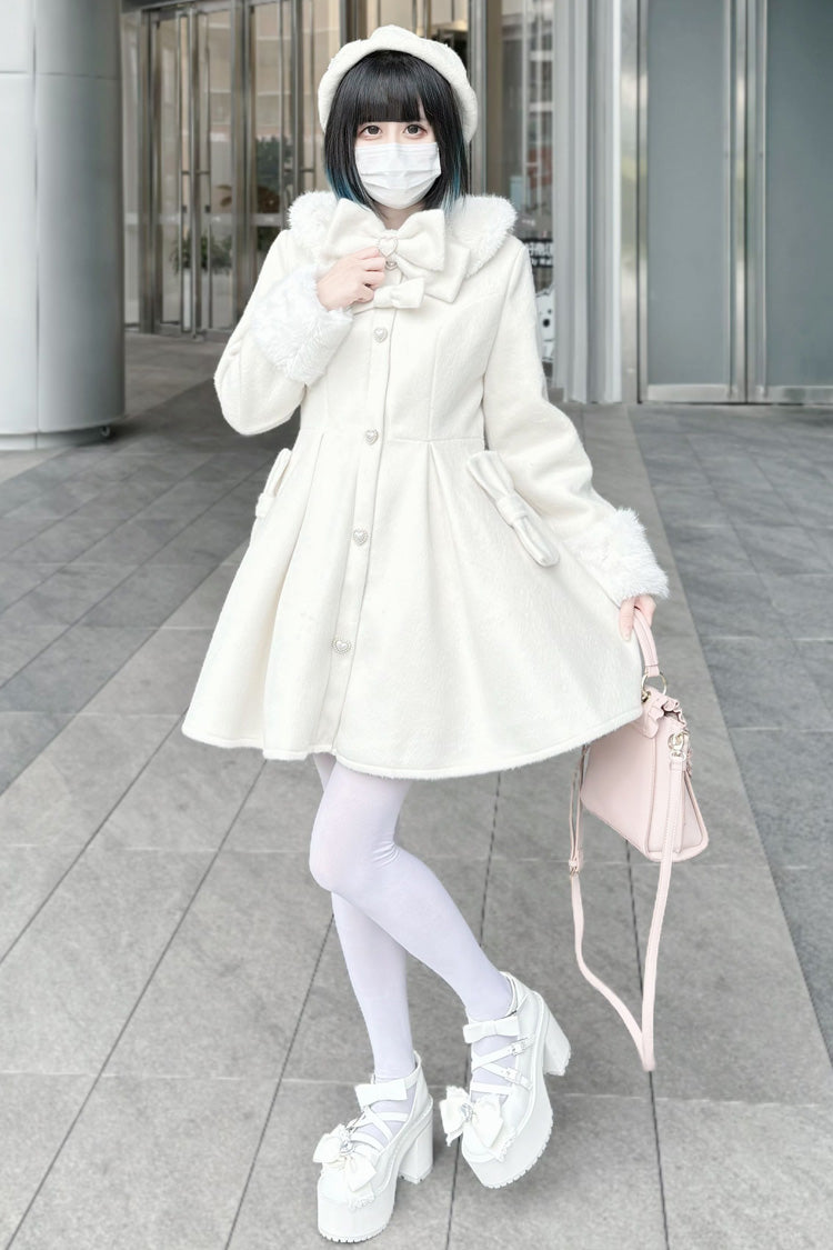 Snow Plush and Thickened Long Sleeves Bowknot Sweet Lolita Coat 2 Colors