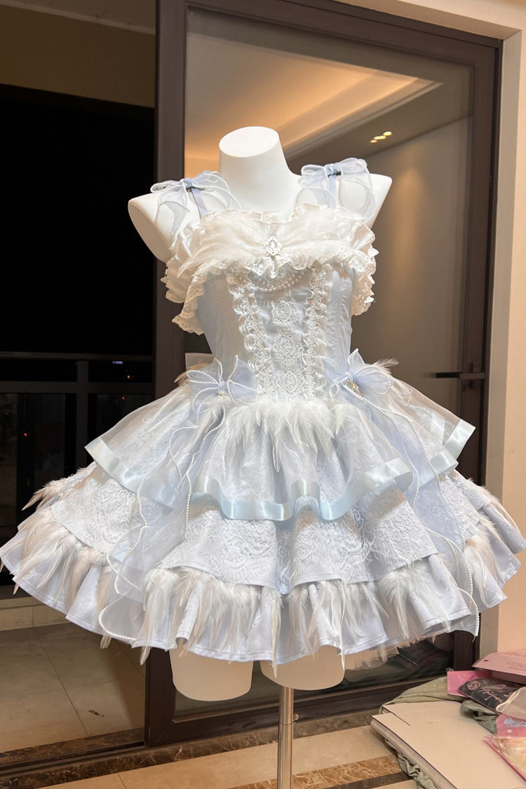 Wings Arrival Multi-layer Ruffle Bowknot Ballet Style Sweet Elegant Lolita Jsk Dress 3 Colors