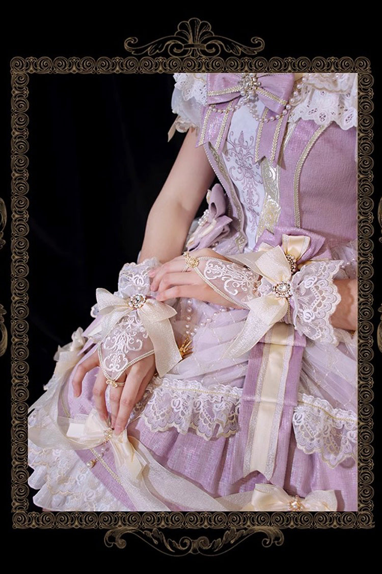 Purple [Girls' Day] Short Sleeves Multi-Layered Ruffle Bowknot Lace Sweet Lolita Dress 2 Versions