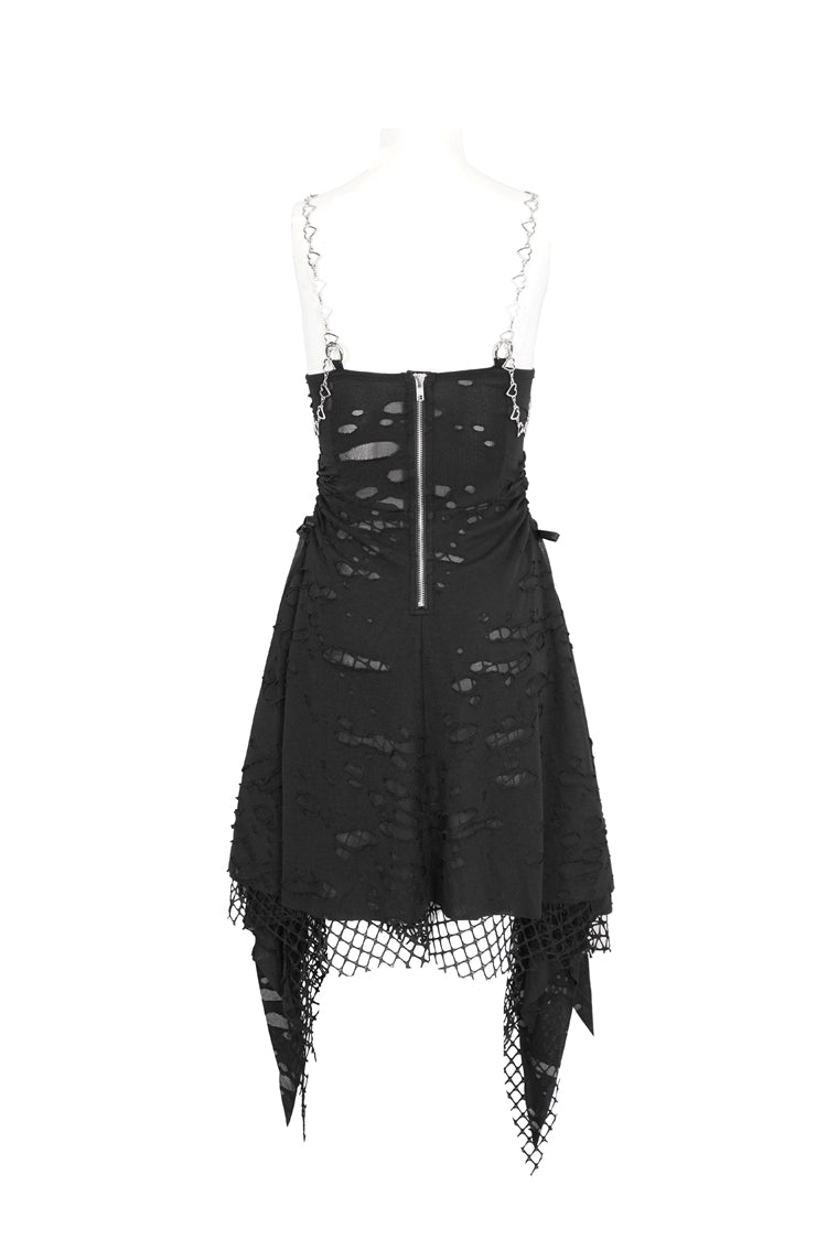 Schwarzes zerrissenes Gothic-JSK-Kleid für Damen