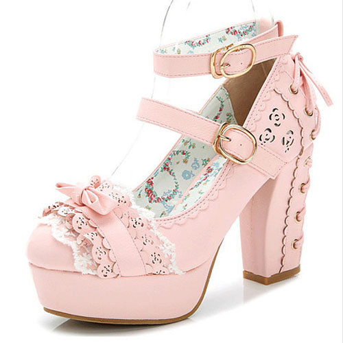 Sweet Princess Lace Bow Sweet Lolita Shoes 3 Colors