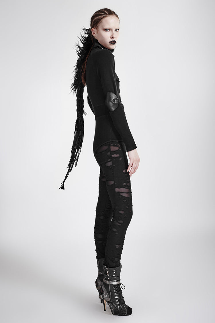 Eng anliegende lange Gothic-Leggings aus Netzstoff für Damen