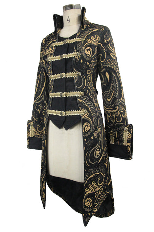 Brown With Gold Fake Two Pieces Pirate Costume Gothic Womens Coat