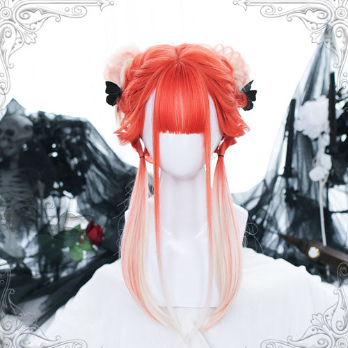 Orange Gradient Long Straight Sweet Lolita Wigs