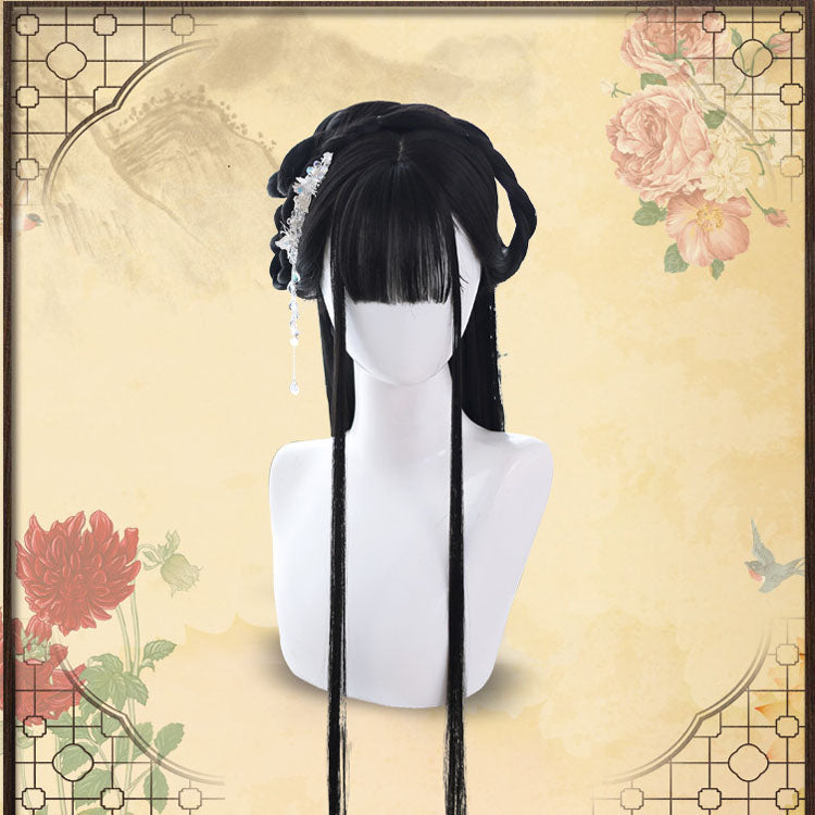 Black Natural Chinoiserie Long Straight Lolita Classic Wigs