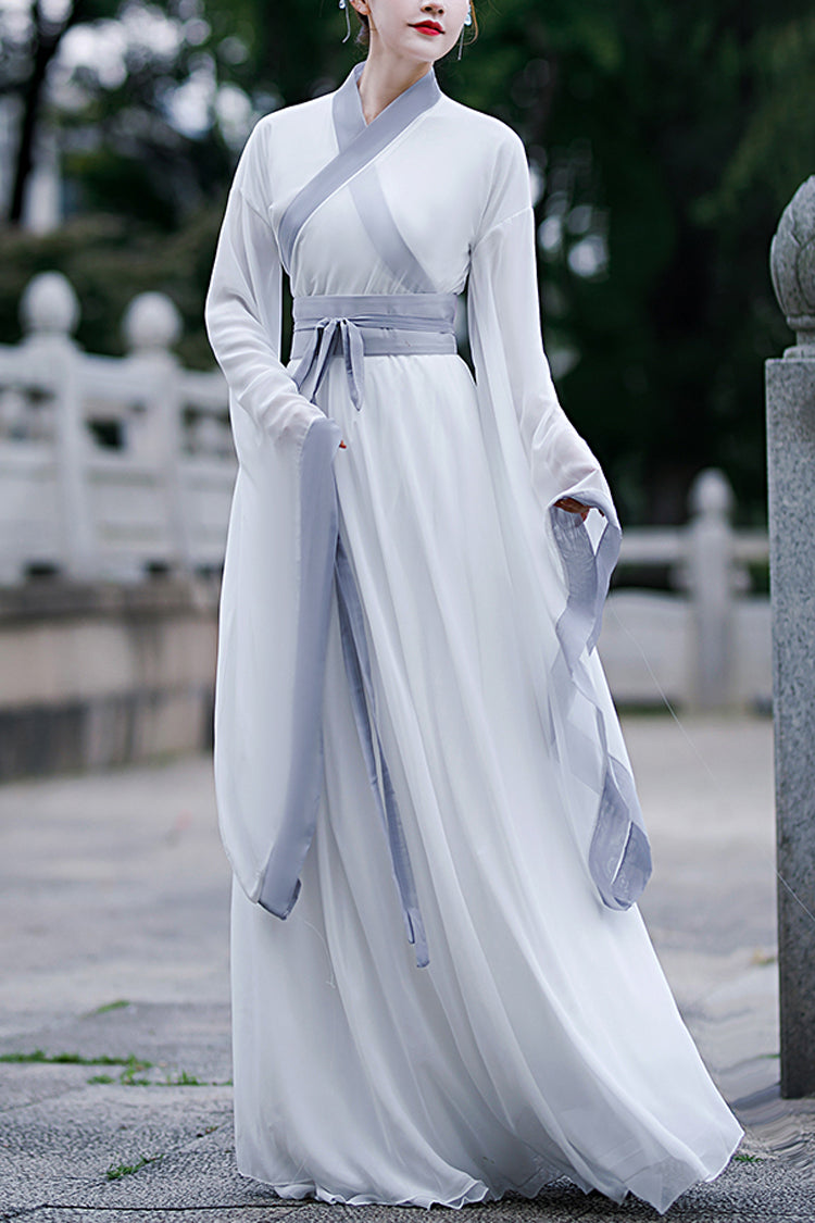 White Simple Chinese Style Sweet Hanfu Dress