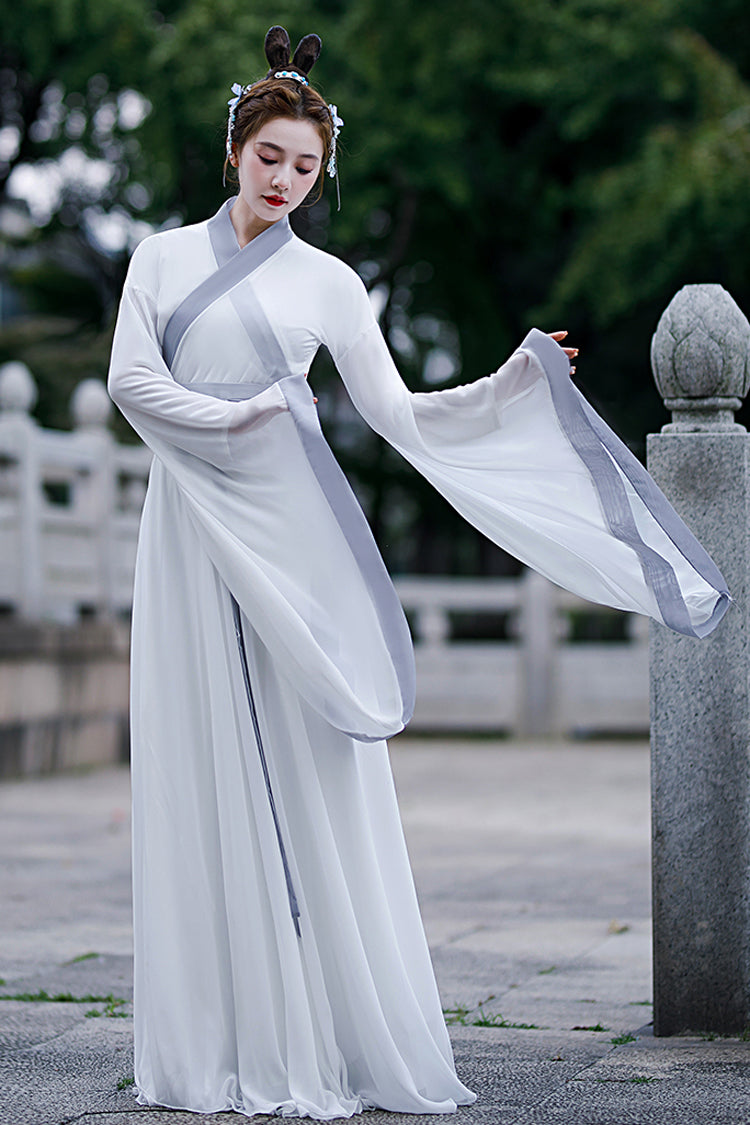 White Simple Chinese Style Sweet Hanfu Dress