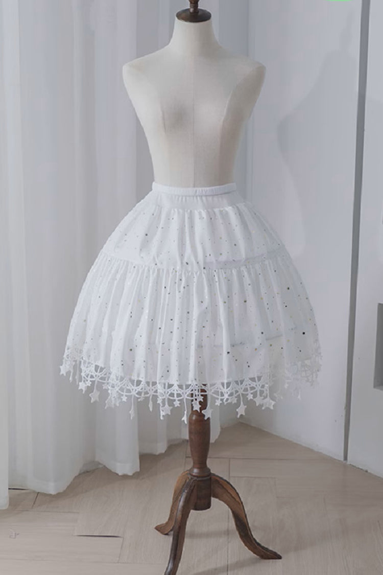 White Star Decorated Long Adjustable Sweet Lolita Petticoat