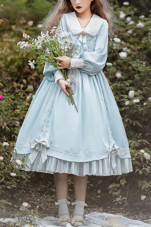 Doll Collar Lantern Sleeves High Waist Sweet Lolita OP Dress