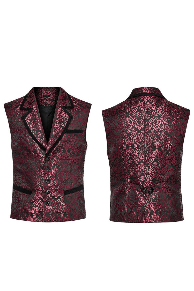 Men's V Collar Sleeveless Print Luxury Gem Four Button Stitching Gothic Vest 2 Colors