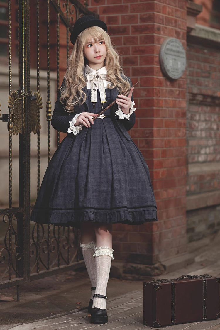 Prinzessin Lost In The Fog Rüschen College Stil Elegantes klassisches Lolita JSK Kleid 2 Farben