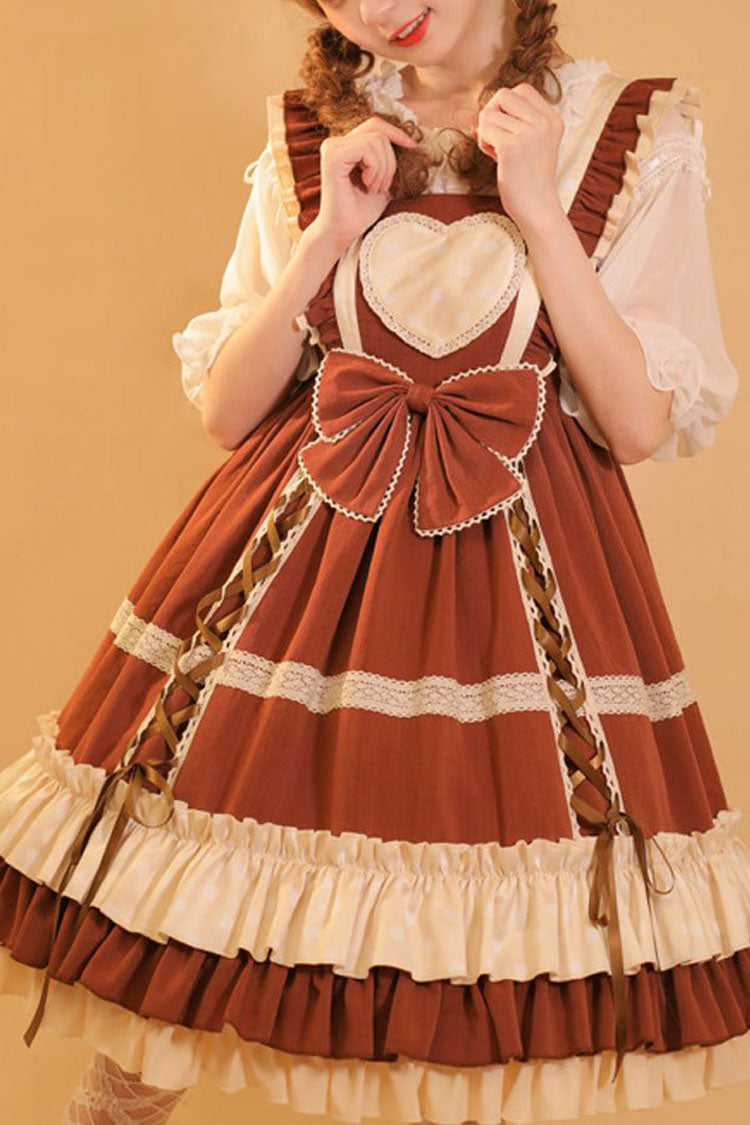 Love Plaid Polka Point Big Bowknot Sweet Lolita Suspender Dress