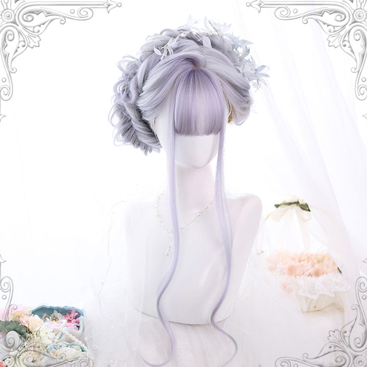 Light Purple Bleached And Dyed Long Big Wavy Sweet Lolita Wigs